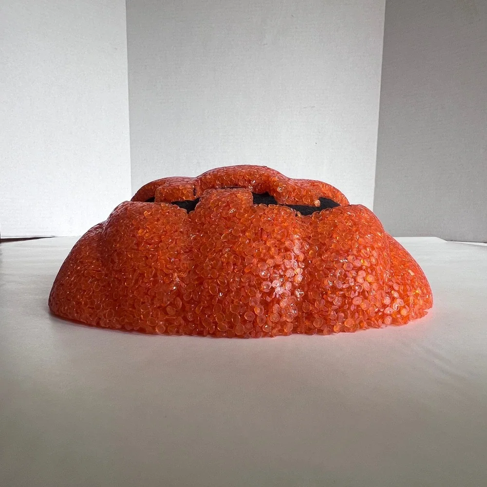 Vintage Popcorn Plastic Jack O Lantern Halloween Wall Decor Melted Plastic Bead